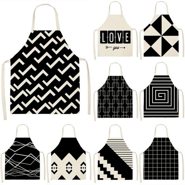 

aprons nordic black geometric pattern apron for women kitchen men linens