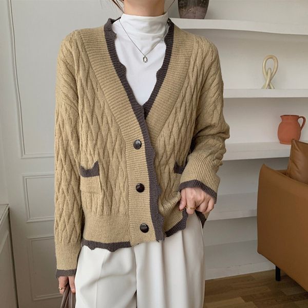 

women's sweaters women long sleeve knitted cardigan coats arrival autumn korean style vintage v-neck loose female casual w606 l10w, White;black