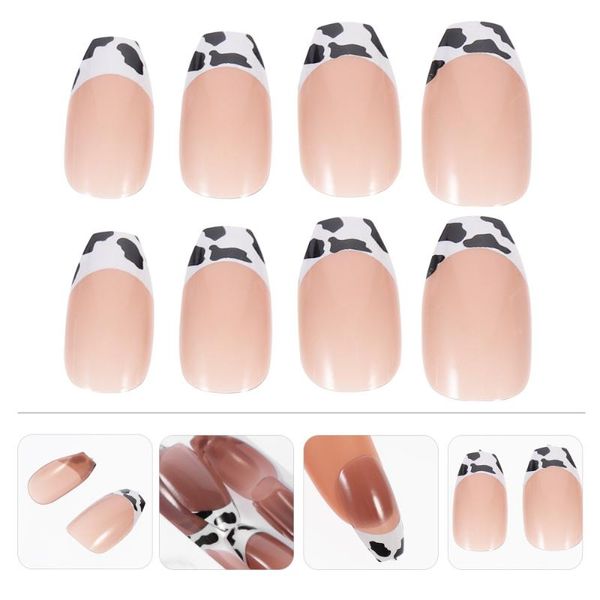 

false nails 24pcs press on pretty long fake full cover tips, Red;gold