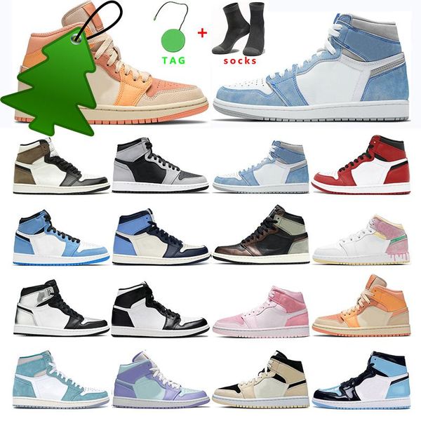 

mens basketball shoes 1s jumpman 1 university bule hyper royal dark mocha purple pulse pink glaze women sport sneaker trainer outdoor sb c, Black