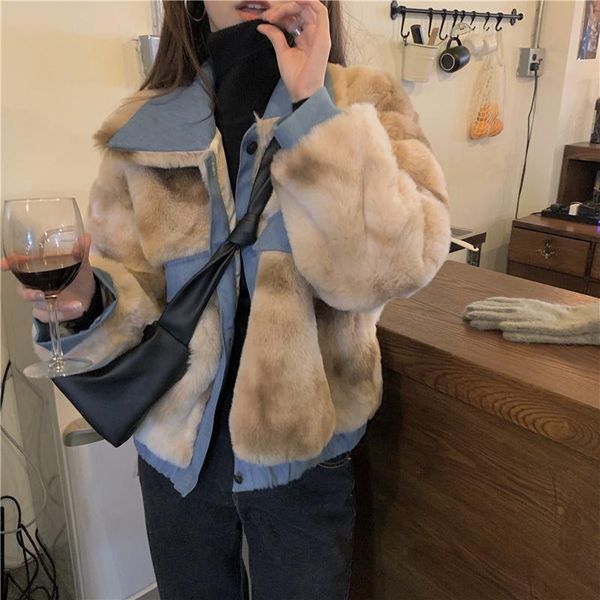 

women's fur & faux coat women thick warm color winter outwear jackets female clothing 8584#, Black