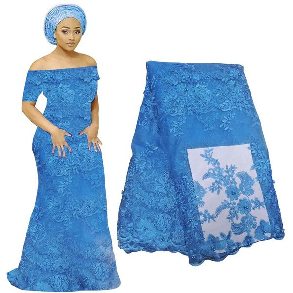 

ribbon latest french beaded 3d lace fabric african lilac tulle voile for wedding party floral embroidery nigerian, Pink;blue