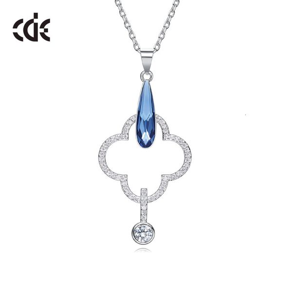 

necklace sidel's crystal , clover pendant, 925 sterling silver clavicle chain