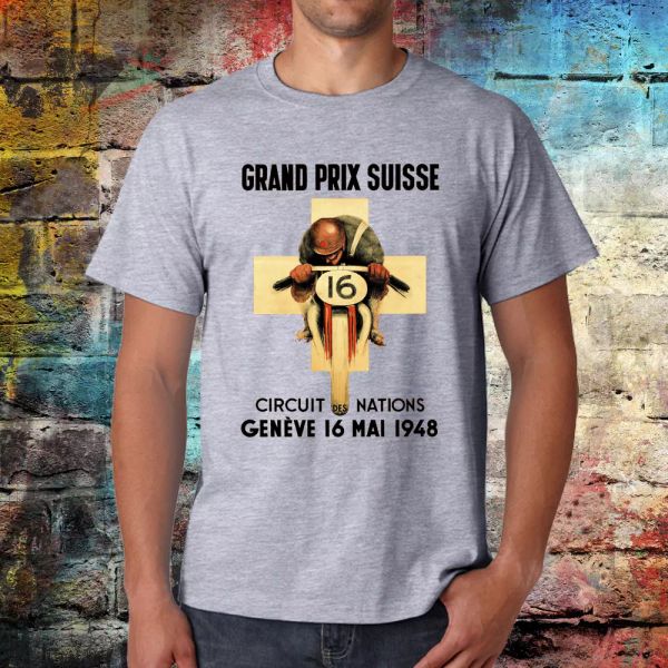 

grand prix motorcycle t-shirt, 1948 biker tee, retro bike shirt, White;black