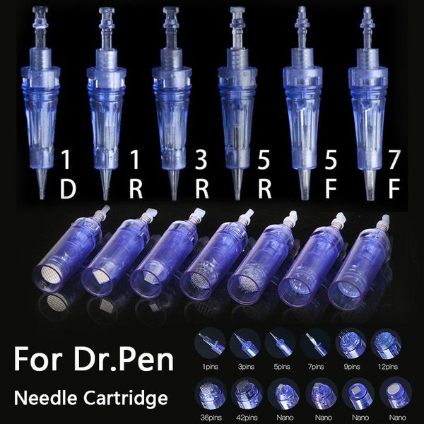 

tattoo needles 10pcs microblading bayonet 1/3/5/7/12/36/42pin/nano cartridges needle blue permanent microneedle for dr.pen tools