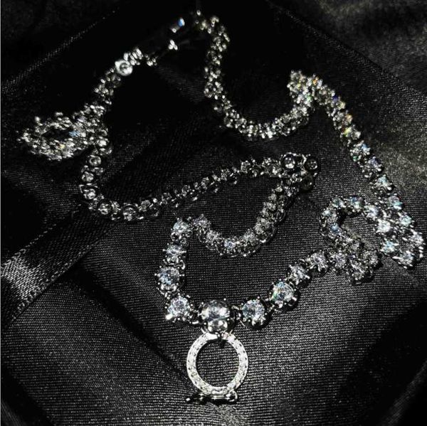 

chains women zircon necklace caibao pendant buckle universal, Silver