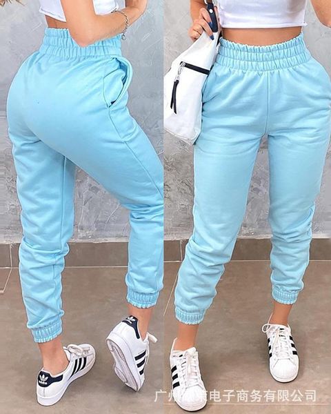 

women's pants & capris spot 2021 sky blue casual sports daily trousers, Black;white