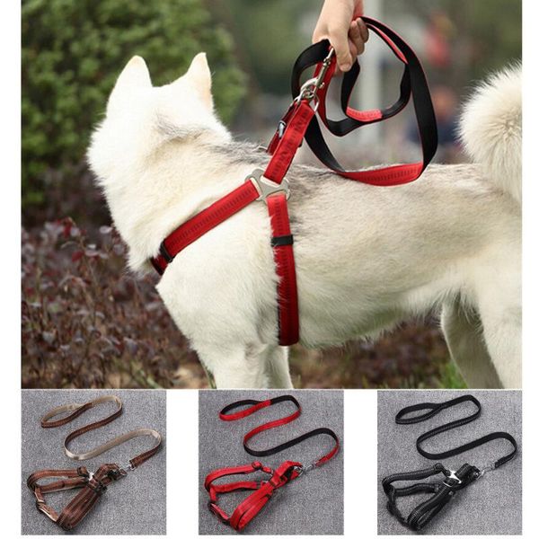

dog collars & leashes big size harness vest nylon pet and leash set adjustable no pulling harnesses for medium large dogs
