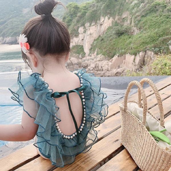 

fashion toddler baby girls kids sleeveless watermelon print backless flower cute one-piece swimsuits beachwear bathing swimwear one-pieces, Black