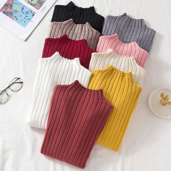 

sweaters woman sweaters autumn winter ribbed knitted sweater women pullover mock neck long sleeve solid casual knitwear clothes, White;black