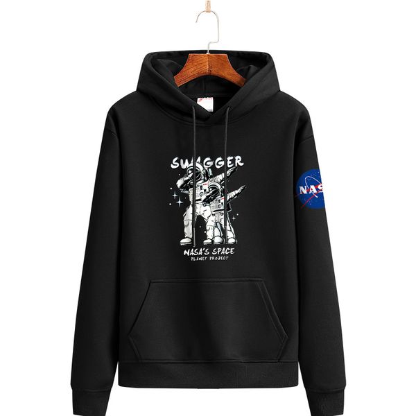 

2021 designer nasa long sleeve hooded velvet sweatshirts crew neck pullover men women hoodie plus size 260, Black