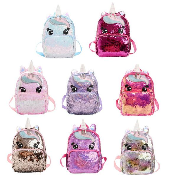 Unicorn pônei mochila moda lantejoulas cartoon animal sacos de escola grande versão pequena pai-filho