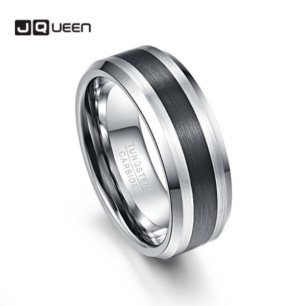 

cluster rings tungsten carbide ring 8mm men's brushed finish and black center beveled edge size 5 to 14 wedding engagement, Golden;silver