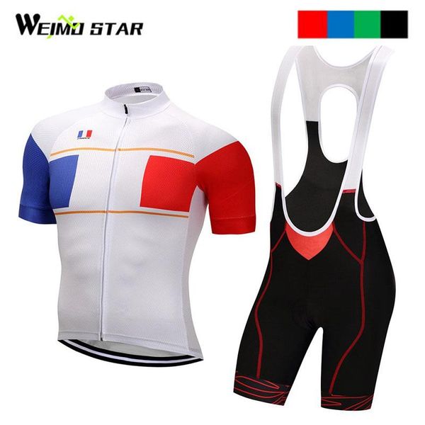 

racing sets france shirt cycling jersey weimostar clothing summer outdoor bike ropa ciclismo bib shorts clothes, Black;blue