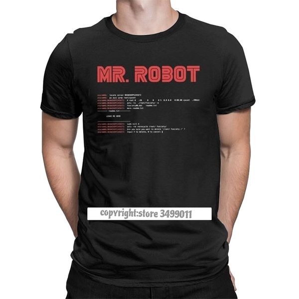 

cool mr robot t shirt programming programmer tees developer code tshirts men crew neck cotton fitness big size clothes 210706, White;black