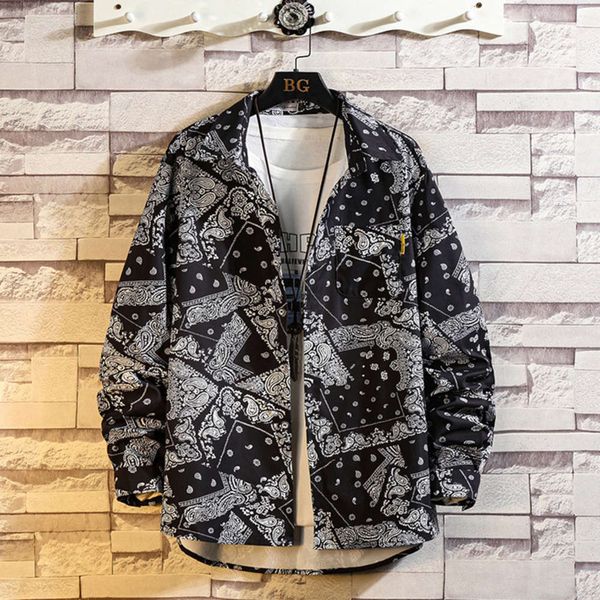 

men's casual shirts shirtcashew flower men's long sleeve fashion casual thin coat spring and summer loose tide brand ins handsome, White;black