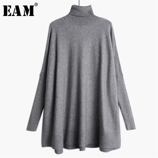 

[eam] oversized knitting sweater loose fit turtleneck long sleeve women pullovers fashion spring autumn 19a-a43 211007, White;black