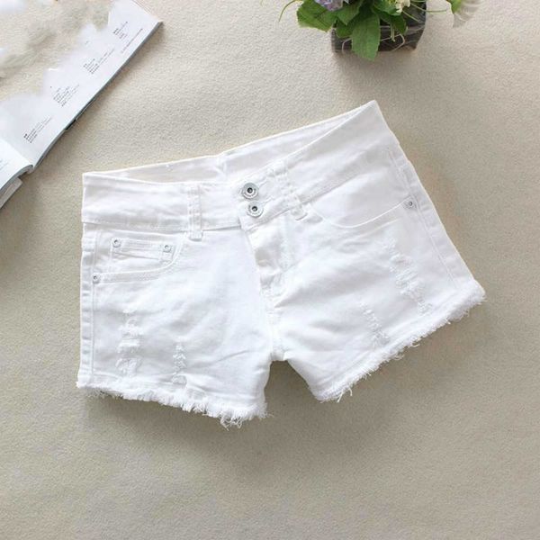 

women's shorts elastic high waist denim fashion summer women slim casual ripped hole jeans feminino white black 3tql