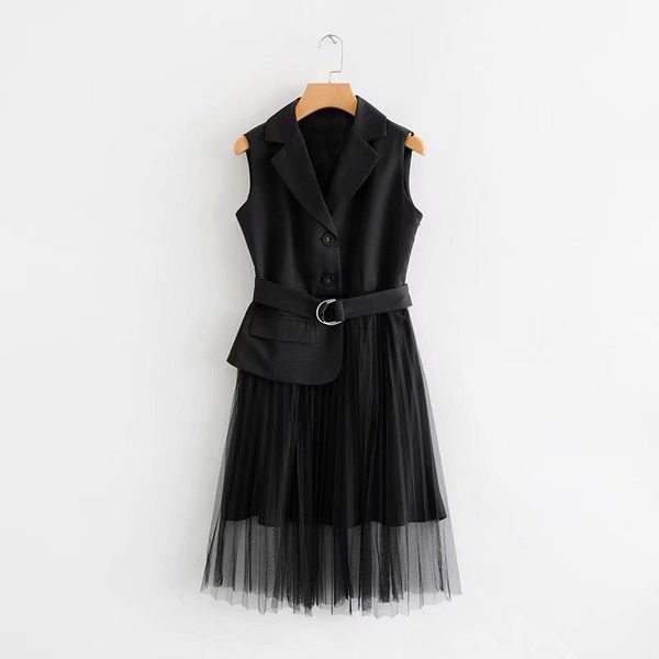 

women's vests office lady black sleeveless long vest women mesh skirt woman waistcoat formal gilet femme bodywarmer summer business att, Black;white