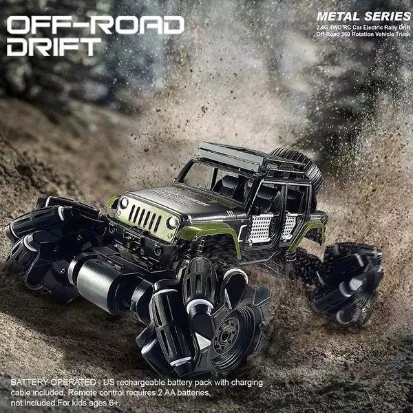 

116 Alloy RC Car 2.4Ghz 4CH Stunt Drift Crawler Dual Remote Control Car 360 Degree Flip Vehicle Climbing Car Toys for kids gift