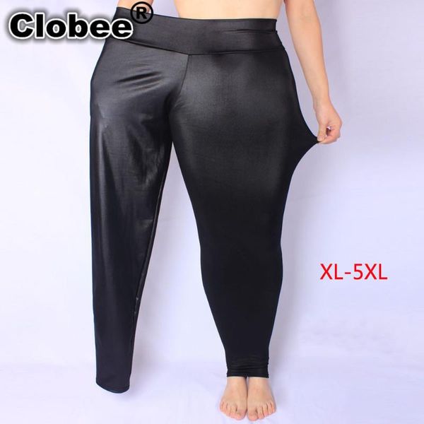 

women's pants & capris 2021 women leggings black hip wet look faux leather plus size couro do falso xxxxxl summer, Black;white