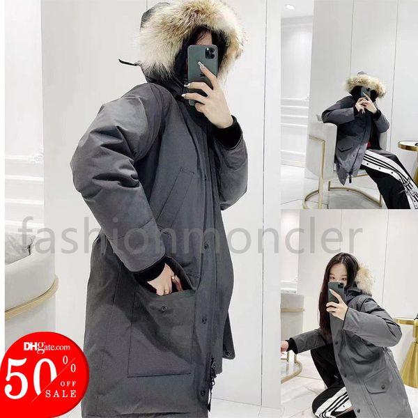 

classic winter women shelburne outdoors real wolf fur down parka hiver thick warm windproof outwear cotton pockets parkas thicken fourrure h, Black