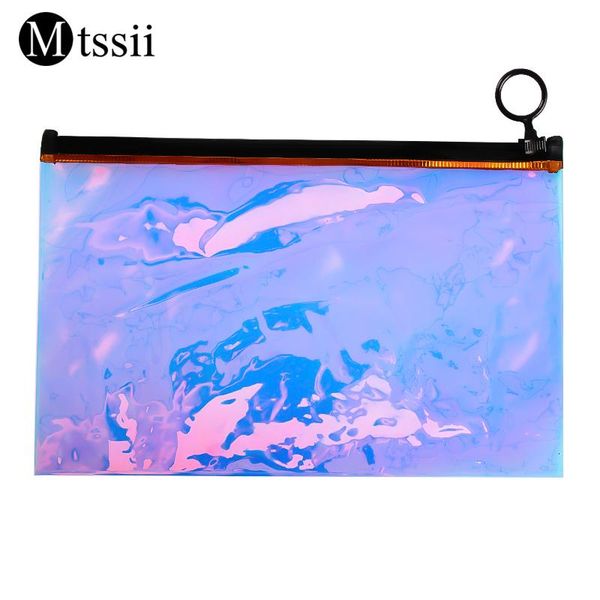 

nail art kits mtssii 1pc holographic laser transparent makeup cosmetic empty bag colorful brush pen case pouch storage zipper handbag