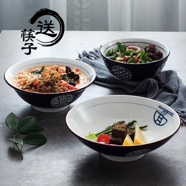 

bowls ceramic japanese ramen soup rice bowl bamboo hat custom creative beef pickled noodle commercial 2pcs