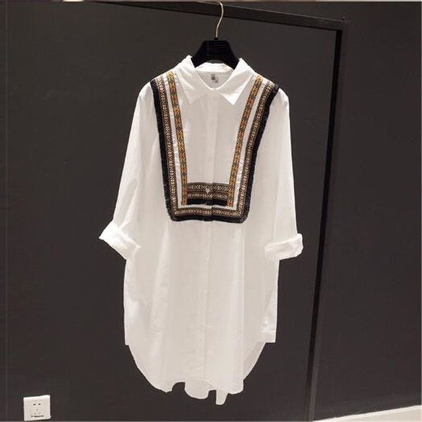 

plus size spring fashion sport shirts women's cotton long white sleeve ladies' d377