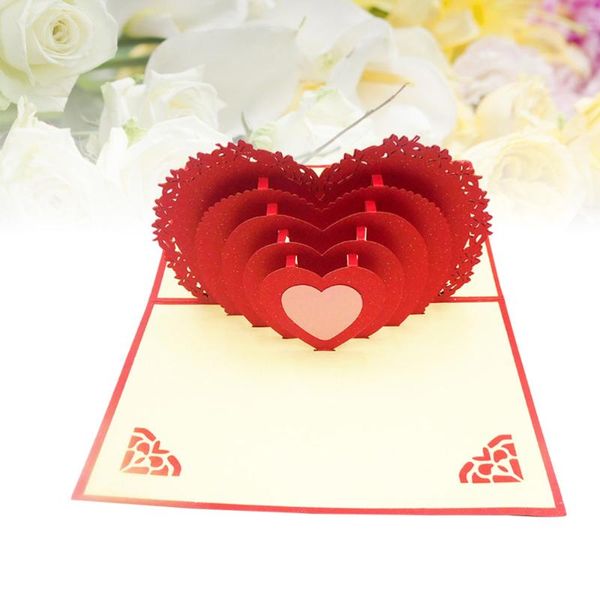 

greeting cards love heart for valentines lovers couple's day gift (red)