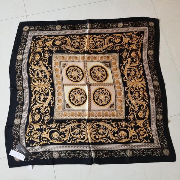 

scarves [slkscf] 88x88cm women silk scarf crepe 100% real square soft printed head hijabs, Blue;gray