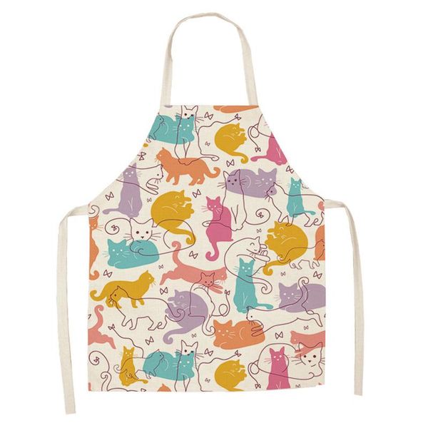

aprons kitchen apron cute cartoon cat printed sleeveless cotton linen for men women home cleaning tools chef sanitary