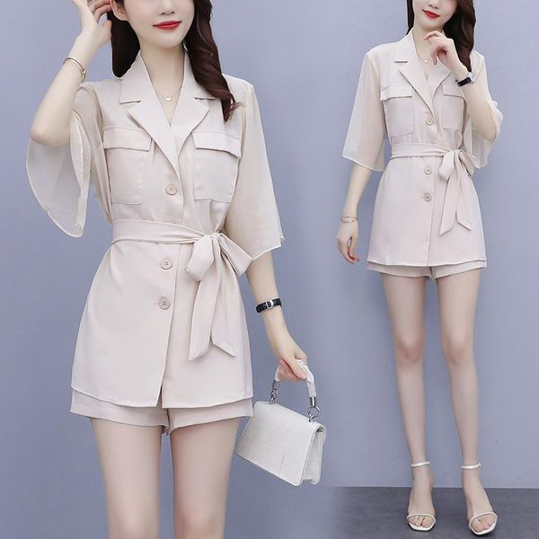 

women's tracksuits summer fashion temperament two piece suit ol and shorts tracksuit women ensemble femme survetement costumes for, Gray