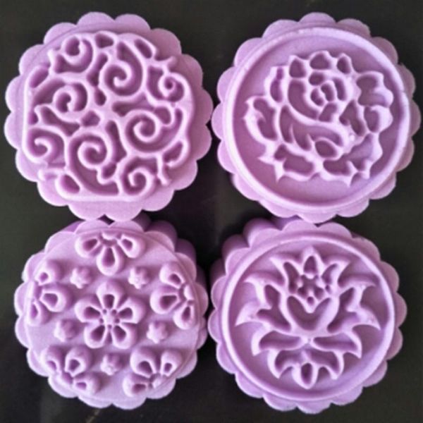 

baking & pastry tools 3d 60 grams hand press iris flower moon cake mold plastic round plunger stamps for cakes