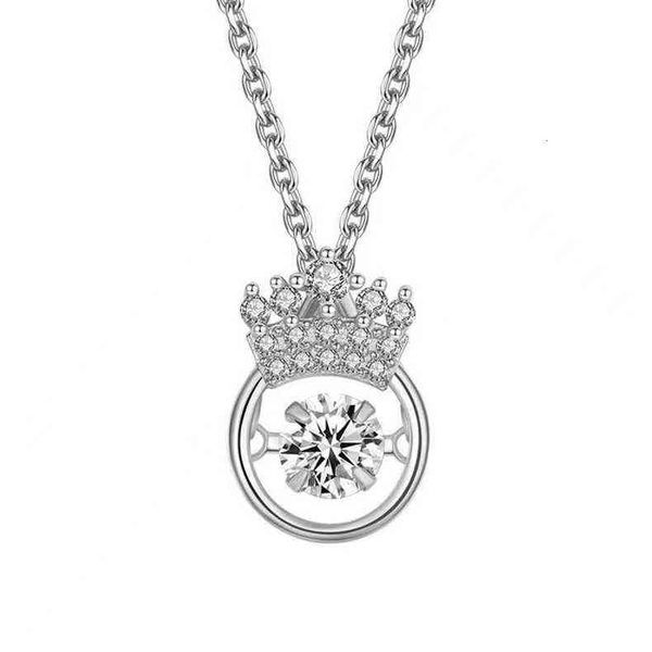 

crown smart necklace female korean version beating heart pendant small fresh temperament clavicle chain, Silver