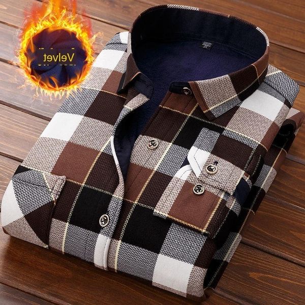 

men's casual shirts plaid printing autumn winter men fleece warm thermo shirt male print long sleeve big size thermal thick, White;black