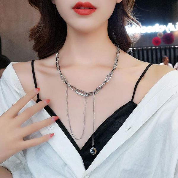 

women chocker gold silver chain coin necklace fashion multi-layer tassel sequins clavicle chokers, Golden;silver