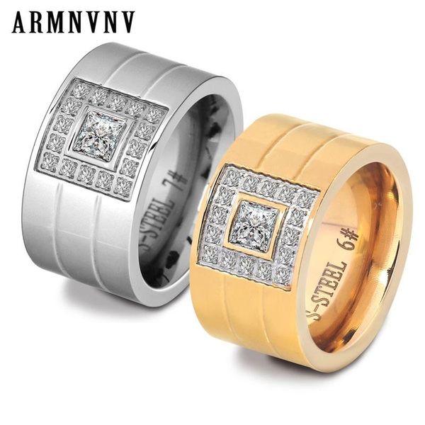 

cluster rings armnvnv women crystal gold silver color 316l stainless steel wedding for party jewelry titanium, Golden;silver