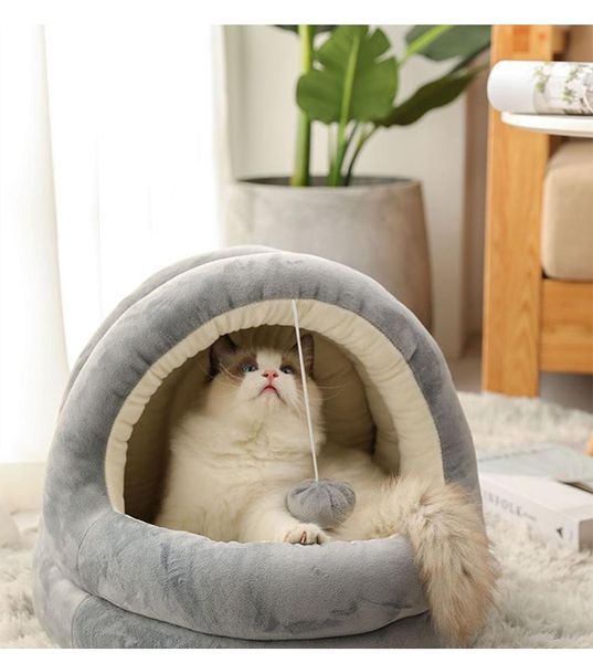 

cat beds & furniture pillow mat portable solid cave supplies 2 in 1 enclosed bed detachable soft cushion house for pet kitty puppy