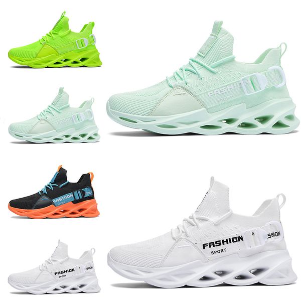 

good quality non-brand men women running shoes blade breathable shoe black white volt orange yellow mens trainers outdoor sports sneakers