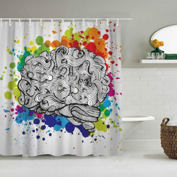 

shower curtain brain idea doodle vector concept about human brain creative waterproof bath liners hooks included -bathroom