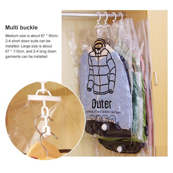 

garment hanging side compression bag transparent pumping vacuum storage closet organizer coat space saver bags