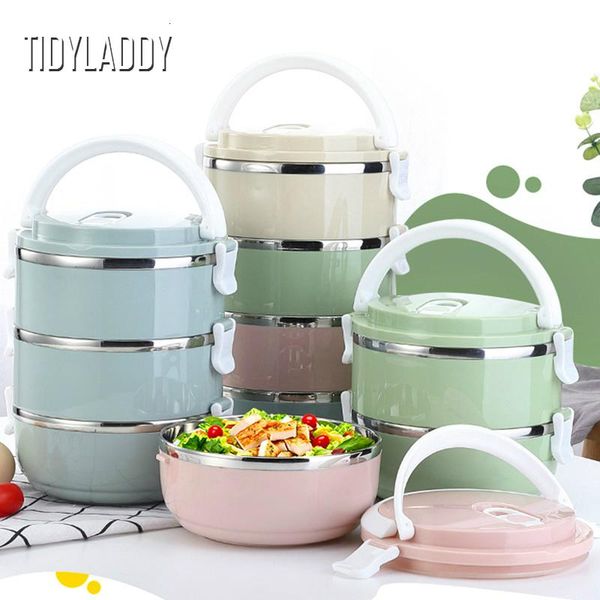 

multi--layer lunch box portable stainless steel thermal for kids picnic leak-proof school tableware dinnerware sets