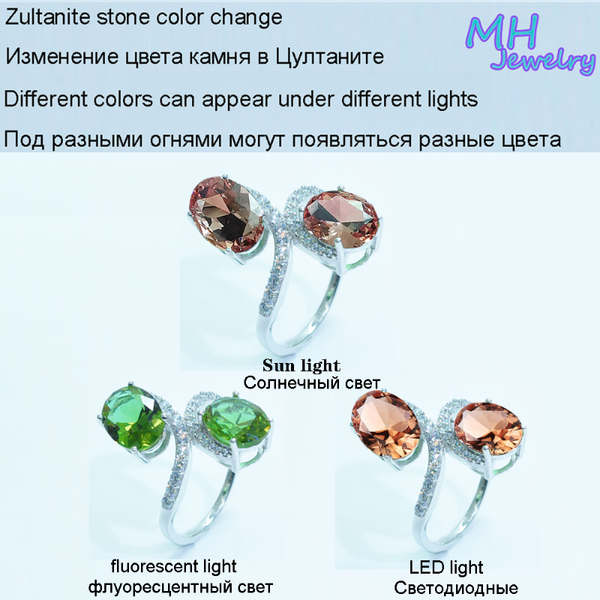 

cluster rings mh diaspore zultanite gemstone ring for women 925 sterling silver color change wedding engagement jewelry express, Golden;silver
