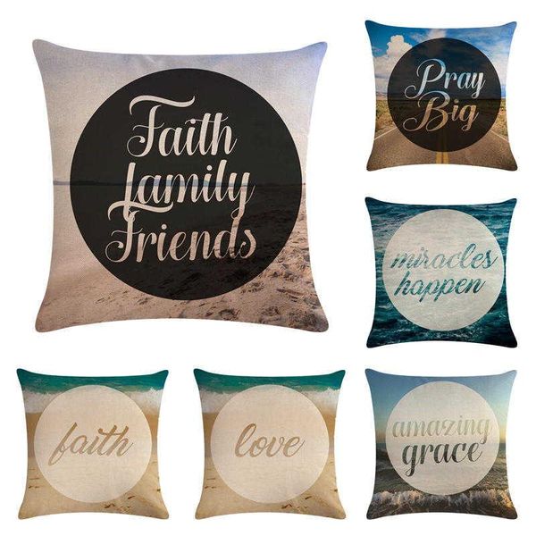 

beach word linen cotton throw pillow case cushion cover home sofa decor 18" cushion/decorative