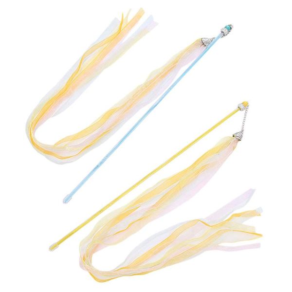 

cat toys 2pcs teaser ribbon belt teasing sticks interactive pet gift