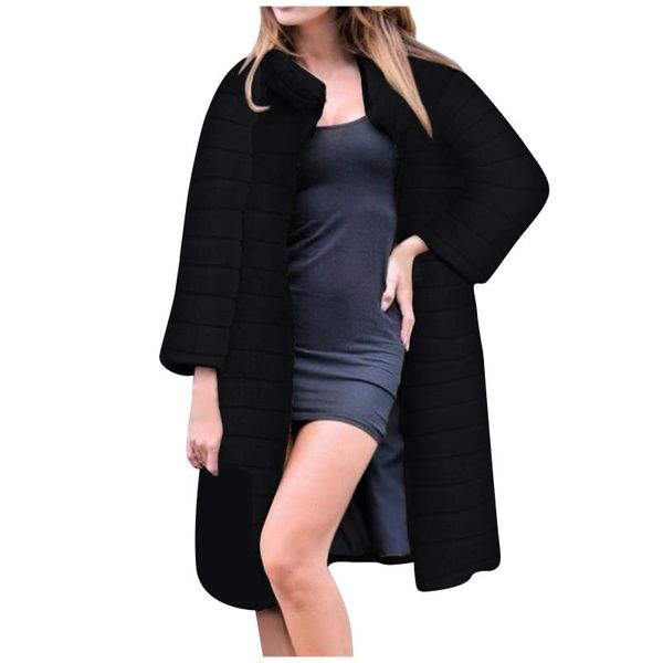 

women's trench coats fashion long sleeve plush waistcoat faux-fur hoodie coat outwear ladies overcoat british style solid, Tan;black