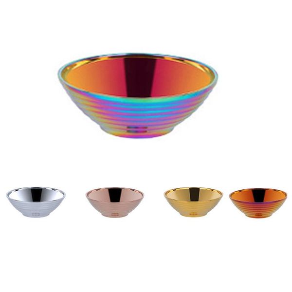 

bowls stainless steel walled heat insulation smooth rice bowl for children kitchen tableware