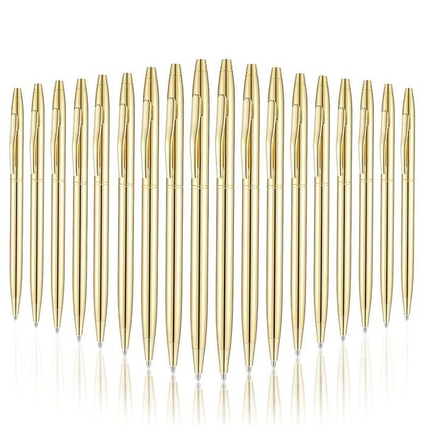 

ballpoint pens 18pcs slim metallic retractable black ink metal for business office supplies, Blue;orange