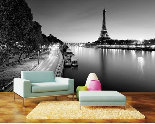 

wallpapers custom 3d wallcovering wallpaper paris tower simple black and white landscape painting home decor classic mural